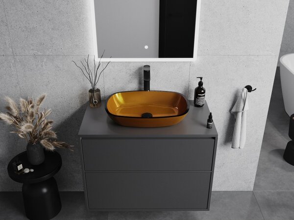 Mexen Araks, chiuveta blat din sticla 54 x 39,5 x 11 cm, auriu, 24155450