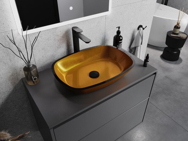 Mexen Araks, chiuveta blat din sticla 54 x 39,5 x 11 cm, auriu, 24155450