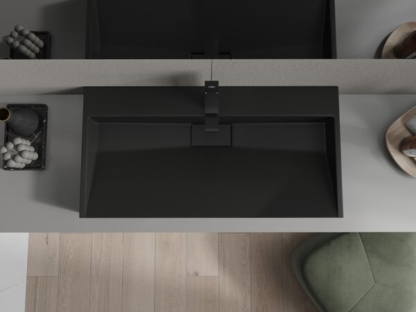 Mexen Ava, chiuveta blat din conglomerat 1/O 90 x 46 cm, negru mat, 23018071