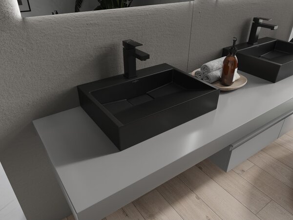 Mexen Ava, chiuvetă deasupra conglomerat 1/O 50 x 38 cm, negru mat, 23015071