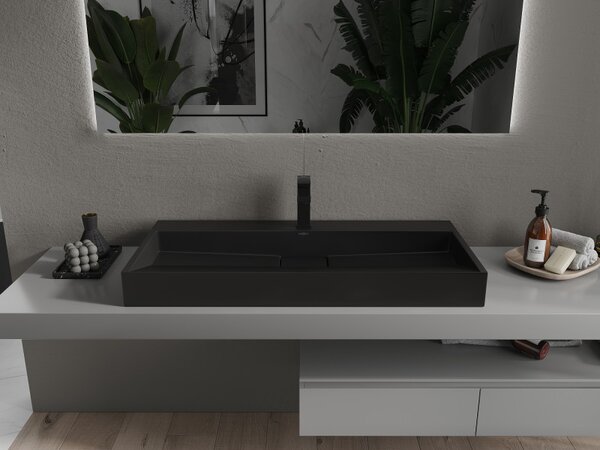 Mexen Ava, chiuvetă peste conglomerat 1/O 100 x 46 cm, negru mat, 23011071