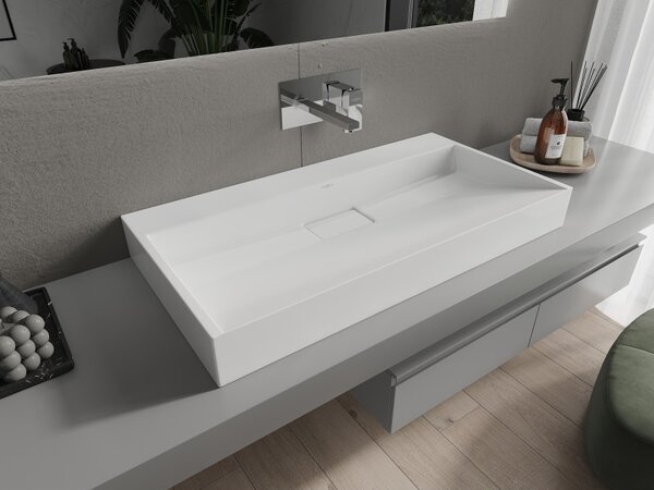 Mexen Ava, chiuveta blat din conglomerat 90 x 46 cm, alb, 23019000