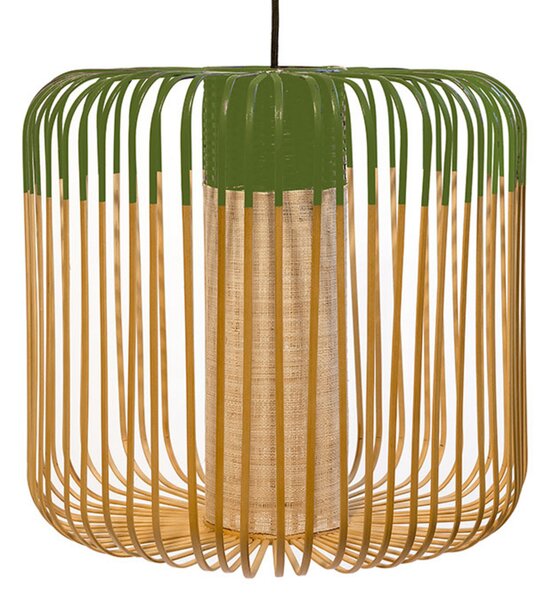 Forestier Lampă suspendată Bamboo M, Ø 45 cm, verde, reglabil, Verde, Camera de zi / sufragerie, Bamboo, Design