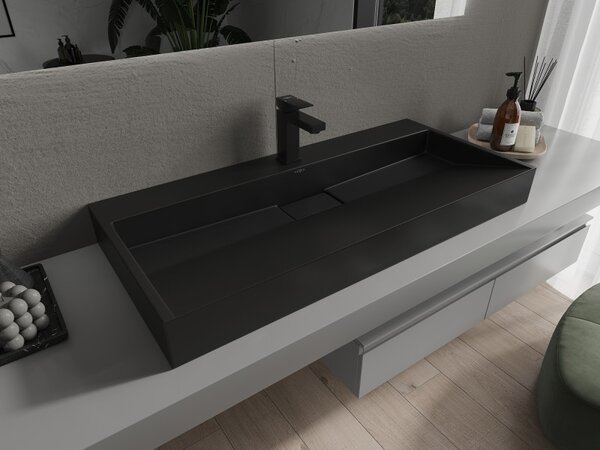 Mexen Ava, chiuvetă peste conglomerat 1/O 100 x 46 cm, negru mat, 23011071
