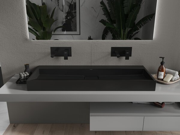 Mexen Ava, chiuveta blat din conglomerat B/O 120 x 46 cm, negru mat, 23011270