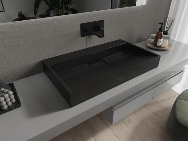 Mexen Ava, chiuveta blat din conglomerat B/O 80 x 46 cm, negru mat, 23018070