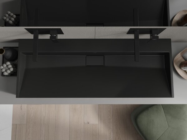 Mexen Ava, chiuveta blat din conglomerat B/O 120 x 46 cm, negru mat, 23011270