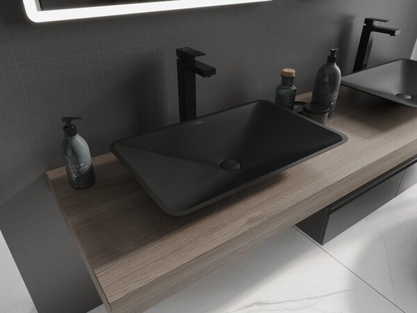 Mexen Esper, chiuveta blat din conglomerat 60 x 38 cm, negru mat, 23036071