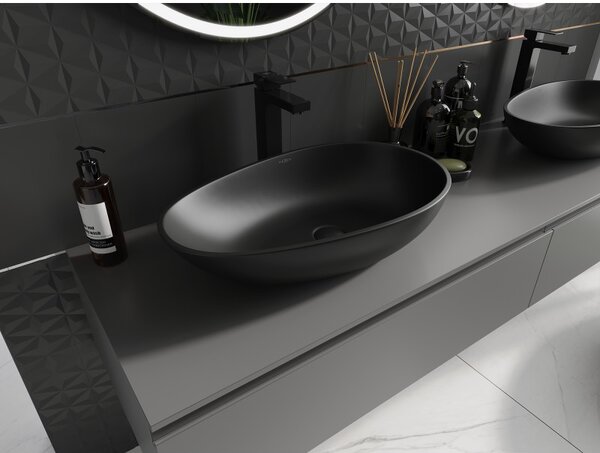 Mexen Nora, chiuveta blat din conglomerat 60 x 38 cm, negru mat, 23056071
