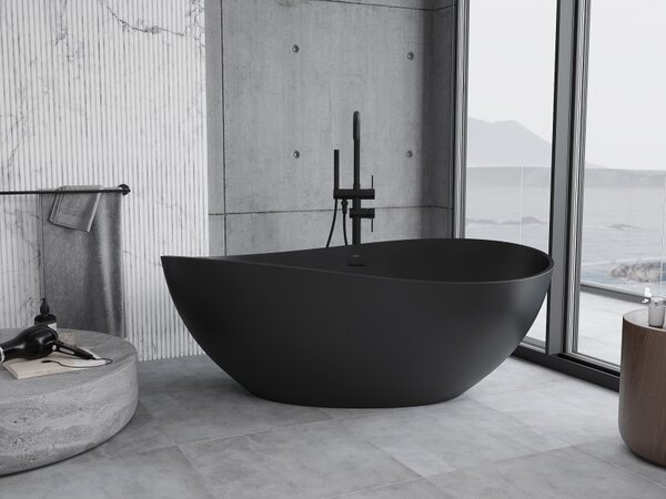 Mexen Parma, cadă de sine stătătoare din conglomerat 160 x 95 cm, negru mat, 57231609570