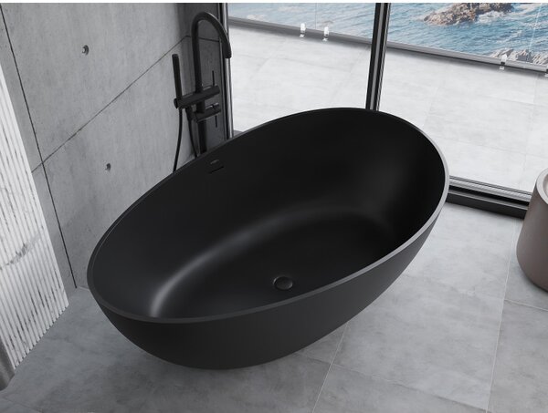 Mexen Parma, cadă de sine stătătoare din conglomerat 160 x 95 cm, negru mat, 57231609570