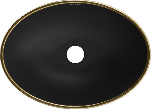 Mexen Elza, chiuveta blat ceramica 405 x 330 mm, model negru mat-auriu, 21014029