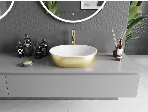 Mexen Viki, chiuveta blat 48x35x14 cm, model alb-auriu, 21054817