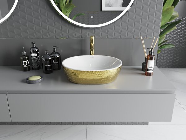Mexen Viki, chiuveta blat 48x35x14 cm, model alb-auriu, 21054808