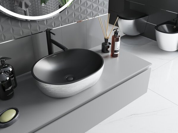 Mexen Viki, chiuveta blat 48x35x14 cm, model negru mat-argintiu, 21054873
