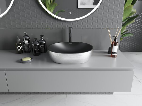 Mexen Viki, chiuveta blat 48x35x14 cm, model negru mat-argintiu, 21054873