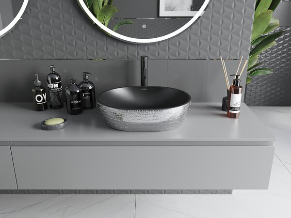 Mexen Viki, chiuveta blat 48x35x14 cm, model negru mat-argintiu, 21054872