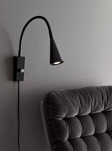 Lampă de perete Belid, reglabil, Negru, Camera de zi, Metal