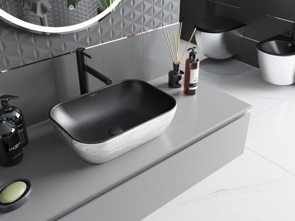 Mexen Rita, chiuveta blat 45x32x14 cm, model negru mat-argintiu, 21084573
