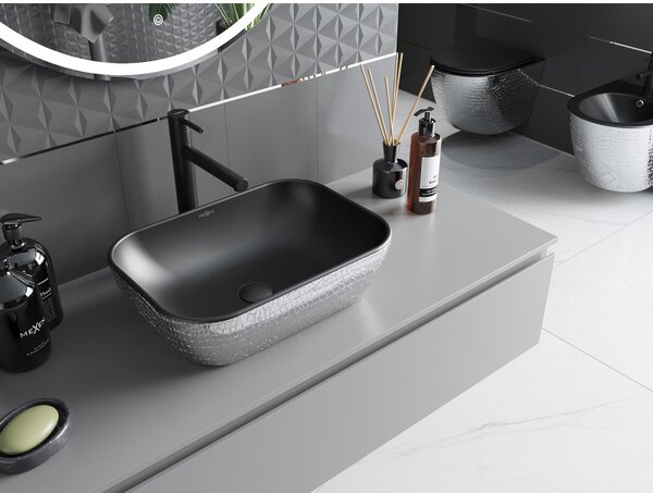 Mexen Rita, chiuveta blat 45x32x14 cm, model negru mat-argintiu, 21084572
