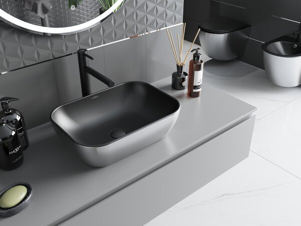 Mexen Rita, chiuveta blat 45x32x14 cm, negru mat-argintiu, 21084574