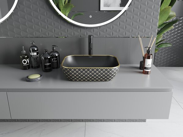Mexen Rita, chiuveta blat 45x32x14 cm, model negru mat-auriu, 21084579