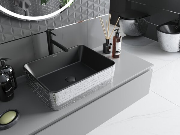 Mexen Catia, chiuveta blat 48x37x14 cm, model negru mat-argintiu, 21314872