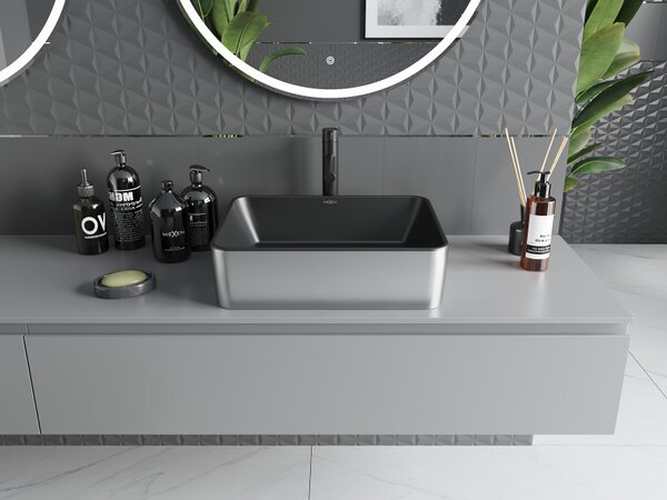 Mexen Catia, chiuveta blat 48x37x14 cm, negru mat-argintiu, 21314874