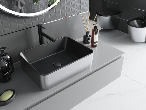Mexen Catia, chiuveta blat 48x37x14 cm, negru mat-argintiu, 21314874