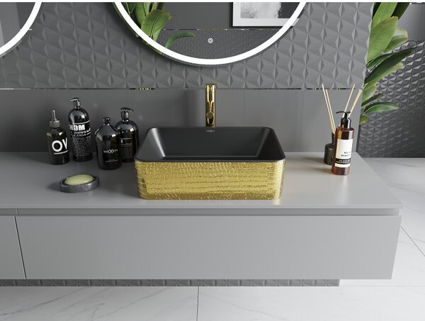 Mexen Catia, chiuveta blat 48x37x14 cm, model negru mat-auriu, 21314878