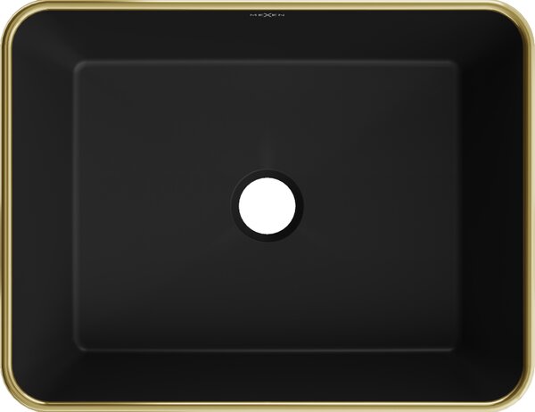 Mexen Catia lavoar de blat 48 x 37 cm, negru mat/auriu margine - 21314875