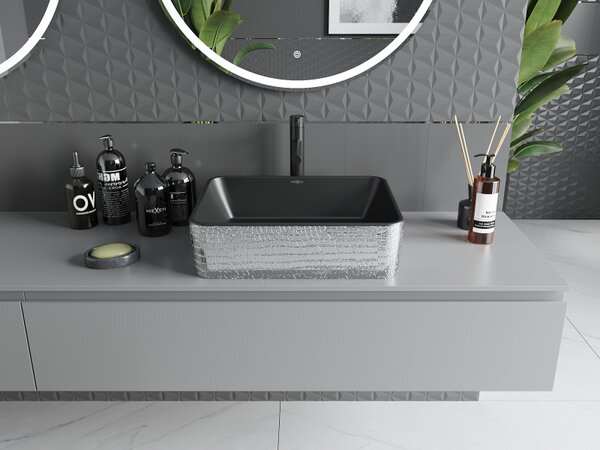 Mexen Catia, chiuveta blat 48x37x14 cm, model negru mat-argintiu, 21314872