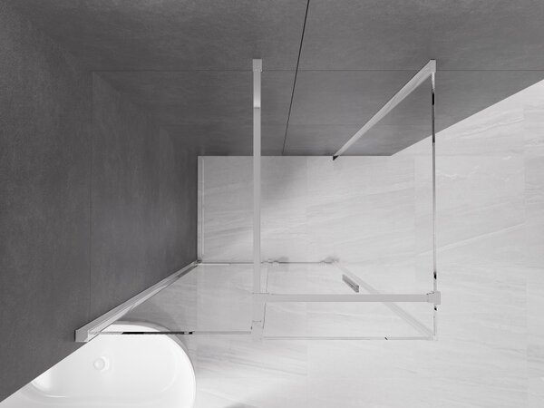Mexen Velar, cabină de duș cu ușă glisantă 90(uşă) x 70(perete) cm, sticlă transparentă 8mm, profil cromat, 871-090-070-01-01