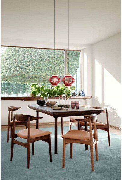 Lustră Pendul Warm Nordic, Opal Lamella, reglabil, Roșu, Sala de mese, Metal, Vintage