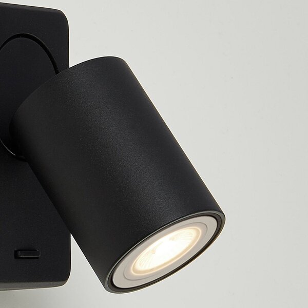 Searchlight Aplică de perete cu comutator, negru, aluminiu, GU10, reglabil, Negru, Camera de zi / sufragerie, Aluminiu, Modern