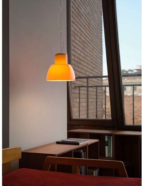 Lustră Pendul Nemo Lighting, reglabil, Portocaliu, Camera de zi, Sticlă
