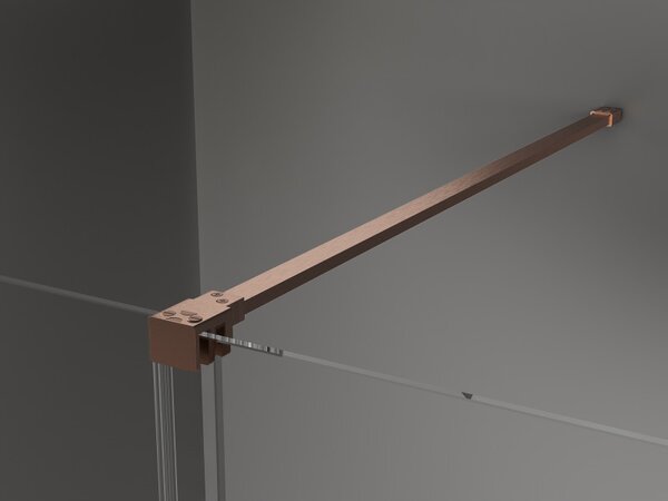 Mexen Velar, cabină de duș cu ușă glisantă 90(uşă) x 90(perete) cm, sticlă transparentă 8mm, cupru mat, 871-090-090-01-65