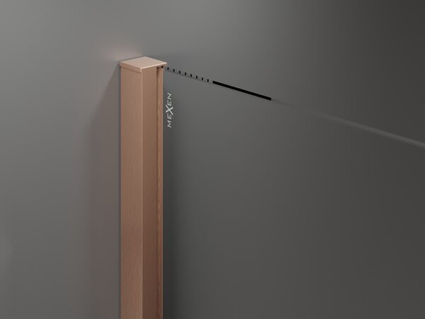 Mexen Velar, cabină de duș cu ușă glisantă 90(uşă) x 90(perete) cm, sticlă transparentă 8mm, cupru mat, 871-090-090-01-65