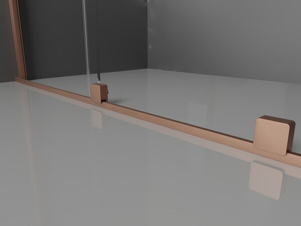 Mexen Velar, cabină de duș cu ușă glisantă 90(uşă) x 90(perete) cm, sticlă transparentă 8mm, cupru mat, 871-090-090-01-65