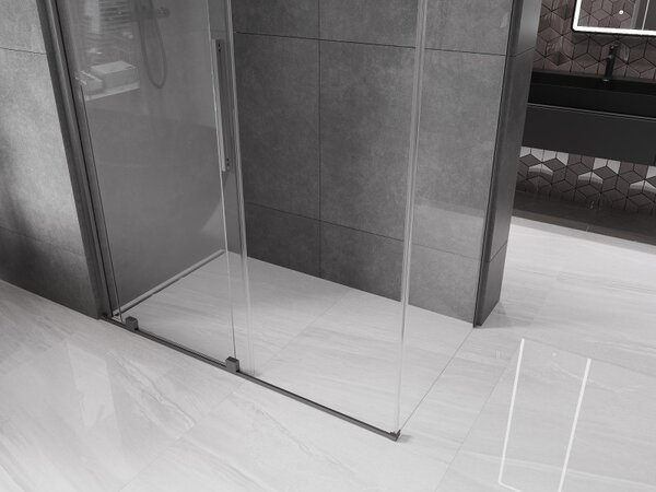 Mexen Velar, cabină de duș cu ușă glisantă 140 (uşă) x 80 (perete) cm, sticlă transparentă de 8 mm, grafit mat, 871-140-080-01-66