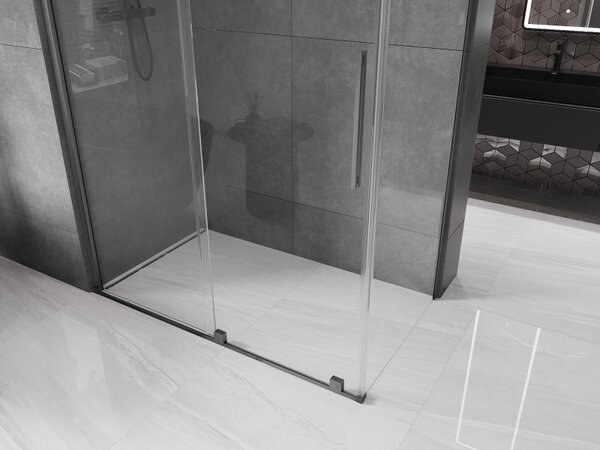 Mexen Velar, cabină de duș cu ușă glisantă 140 (uşă) x 80 (perete) cm, sticlă transparentă de 8 mm, grafit mat, 871-140-080-01-66