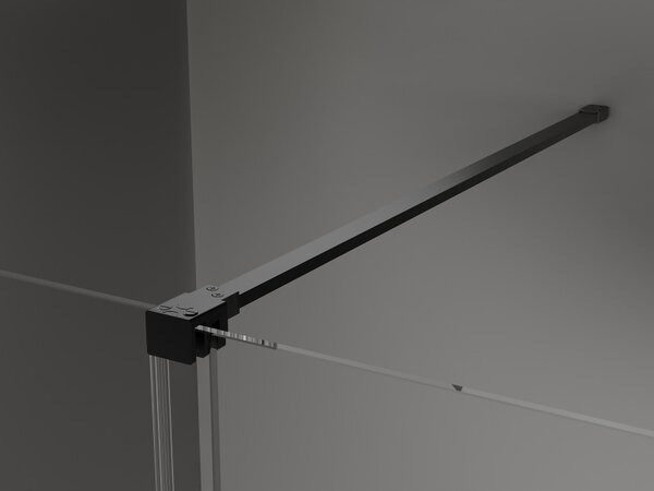 Mexen Velar, cabină de duș cu uşă glisantă 90(uşă) x 70(perete) cm, sticlă transparentă 8mm, neagră mat, 871-090-070-01-70