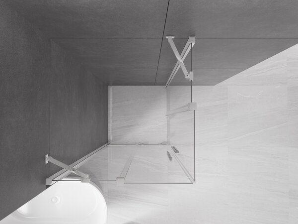 Mexen Velar Duo, cabină de duș cu uşă glisantă 90 (uşă) x 90 (uşă) cm, sticlă transparentă de 8 mm, profil cromat, 871-090-090-02-01