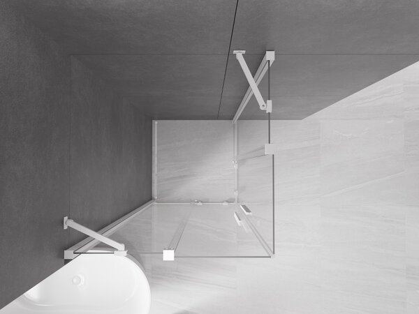 Mexen Velar Duo, cabină de duș cu uşă glisantă 80(uşă) x 80(uşă) cm, sticlă transparentă 8mm, alb, 871-080-080-02-20