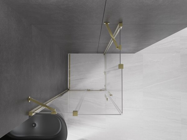 Mexen Velar Duo, cabină de duș cu uşă glisantă 80(uşă) x 80(uşă) cm, sticlă transparentă 8mm, profil auriu lucios, 871-080-080-02-50