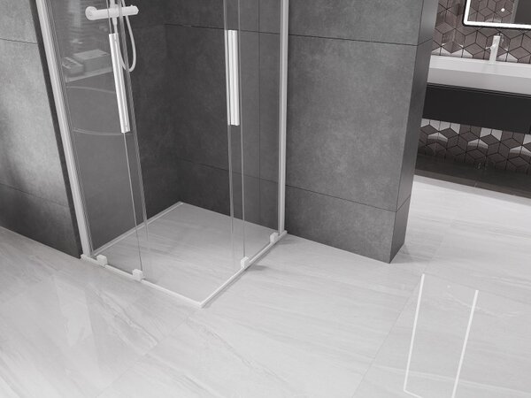 Mexen Velar Duo, cabină de duș cu uşă glisantă 80(uşă) x 80(uşă) cm, sticlă transparentă 8mm, alb, 871-080-080-02-20