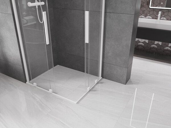 Mexen Velar Duo, cabină de duș cu uşă glisantă 90(uşă) x 80(uşă) cm, sticlă transparentă 8mm, alb, 871-090-080-02-20