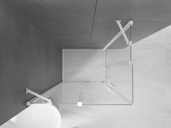 Mexen Velar Duo, cabină de duș cu uşă glisantă 90(uşă) x 80(uşă) cm, sticlă transparentă 8mm, alb, 871-090-080-02-20
