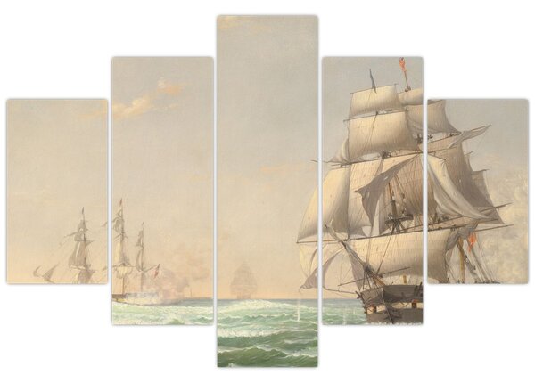 Tablou - Fitz Henry Lane, The United States Frigate President Engaging the British Squadron, reproducere (150x105 cm)