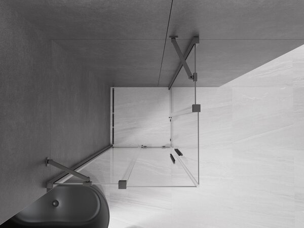 Mexen Velar Duo, cabină de duș cu ușă glisantă 80 (uşă) x 80 (uşă) cm, sticlă transparentă de 8 mm, profil grafit, 871-080-080-02-66